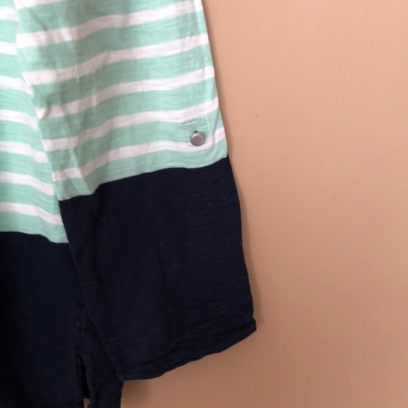 Gap green and white stripe shirt with navy trim - Picture 7 of 8